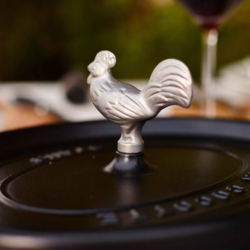 STAUB 40509-346-0 Rooster Lid Knob, Cast Iron, Silver - Image 4